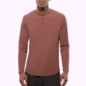 Long Sleeve Henley Split-Hem Mauve Button Down Size Large